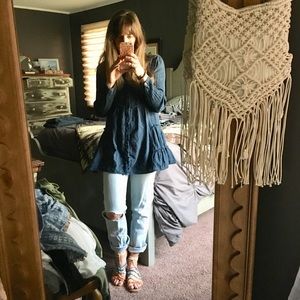 Designer Boutique PPLA bohemian navy blue top